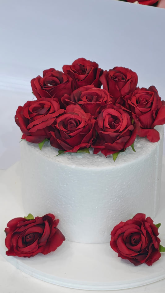 Deep Red Faux Rose Bunch (Pack of 10)