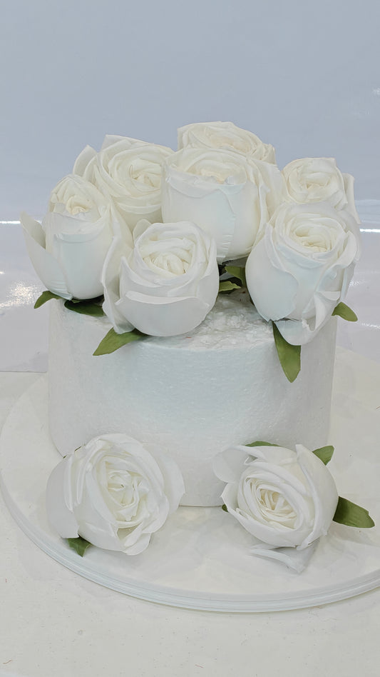 Bright White Rose Heads (Pack of 10)