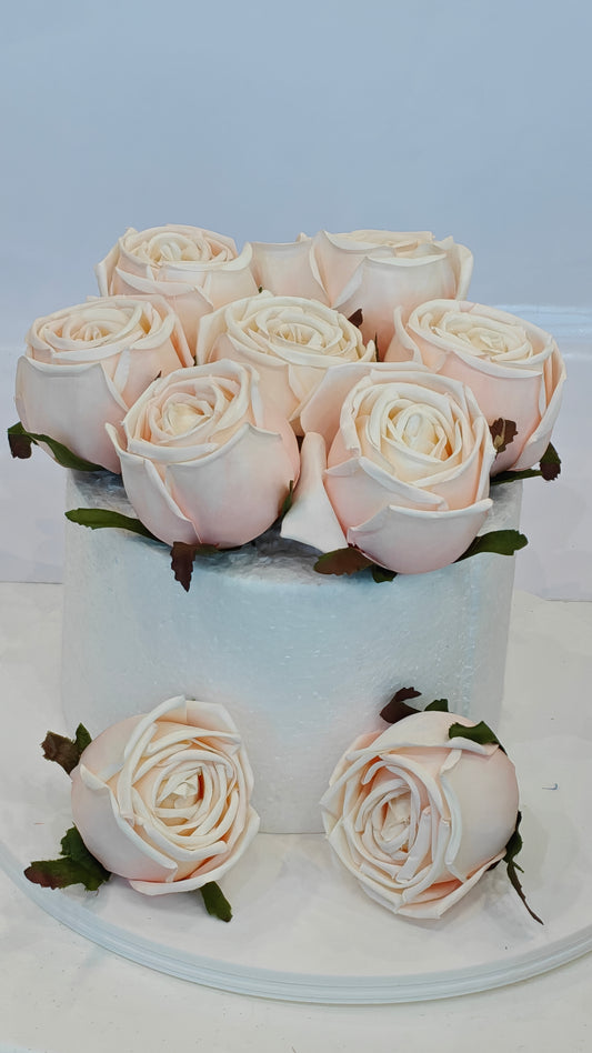 Ivory Blush Cabbage Roses (Pack of 10)