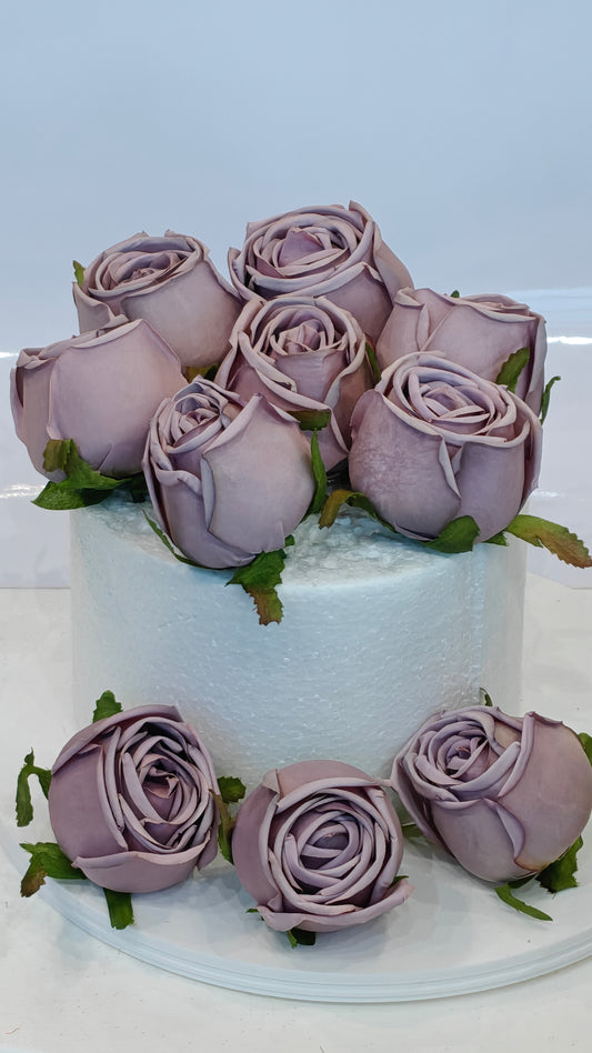 Dusty Lavender Rose Heads (Pack of 10)