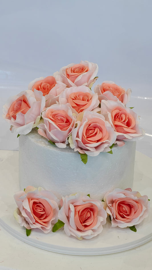 Shaded Orange Faux Rose Bunch (Pack of 10)