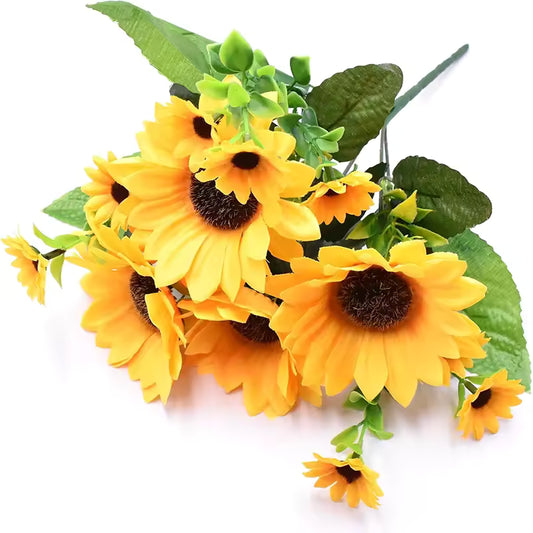 Artificial Sunflower Bunch – 13 Flowers | Faux Sunflowers for Cake Decorating