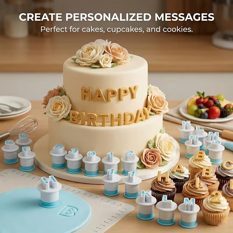 Alphabet & Number Fondant Cutters | 36PC Cake Decorating Set