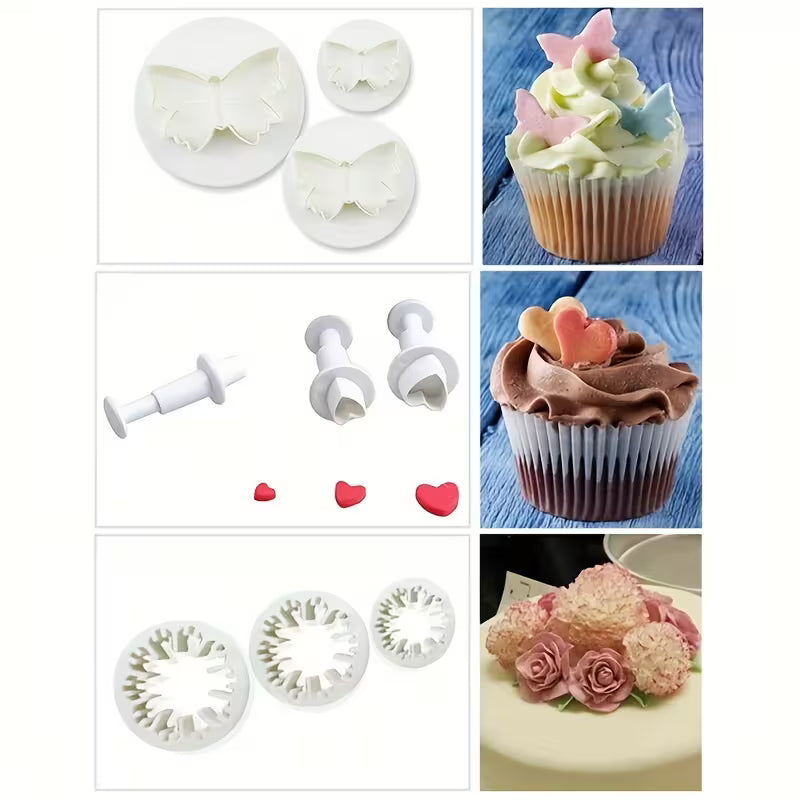 Fondant Plunger Cutter Set – 33 Piece | Flower, Leaf & Cake Decorating Cutters
