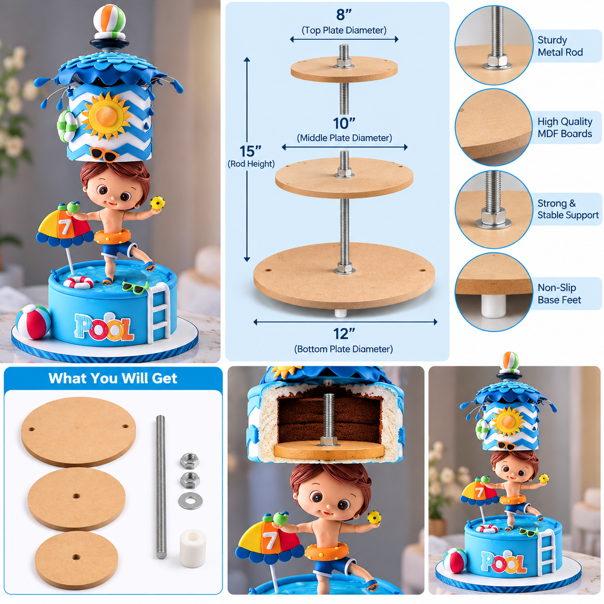 Anti Gravity Cake Stand(12 by 10 by 8 inch)