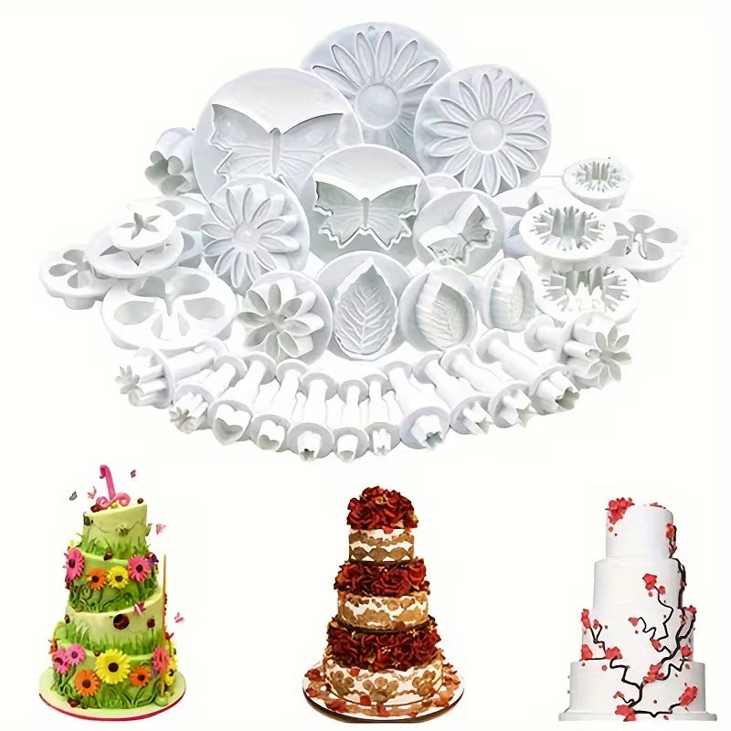 Fondant Plunger Cutter Set – 33 Piece | Flower, Leaf & Cake Decorating Cutters