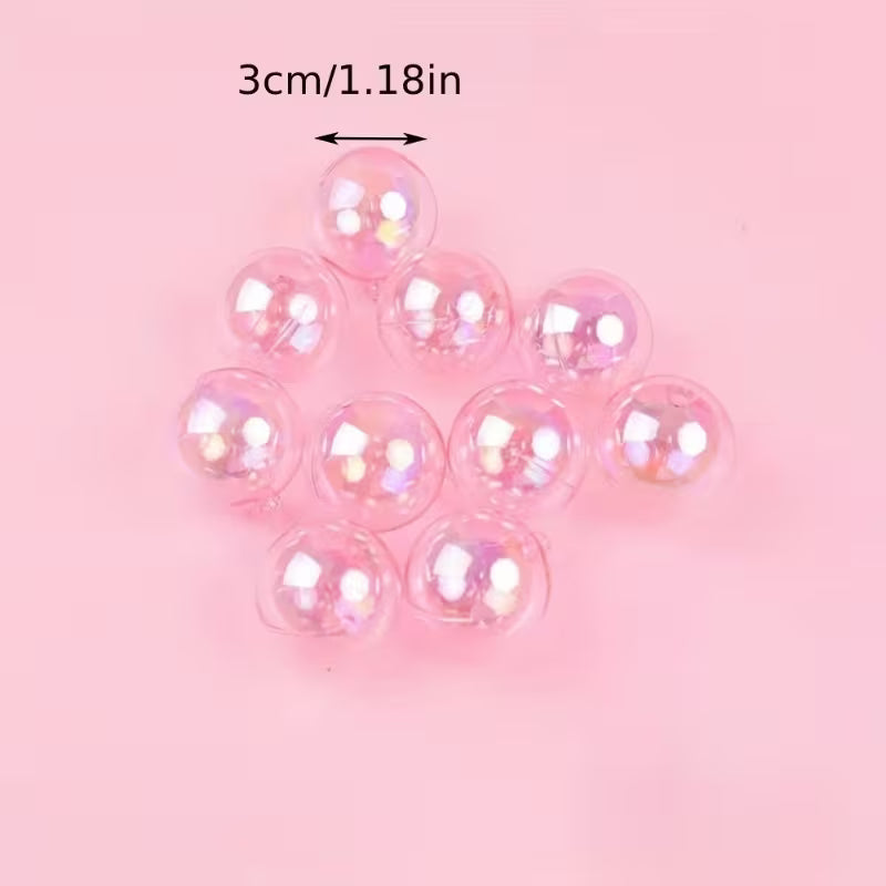 Transparent Bubble Cake Balls – 3 Pack | Clear & Light Pink Cake Decorations