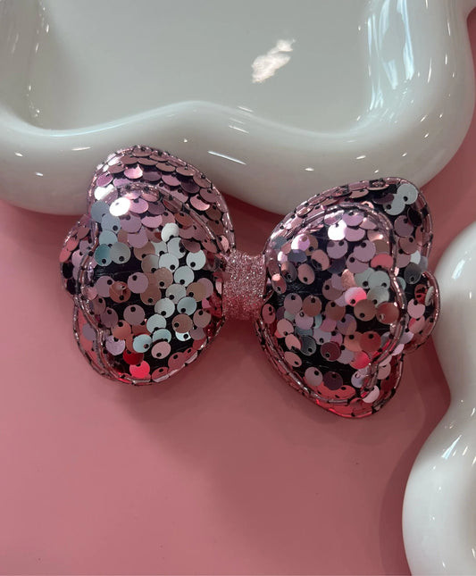 Sequin Bow Cake Topper 3.5”